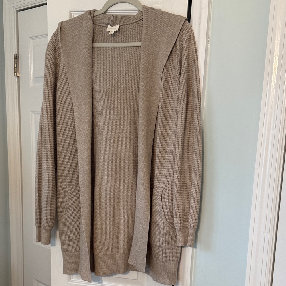 Womens beige Hooded Sweater cardigan